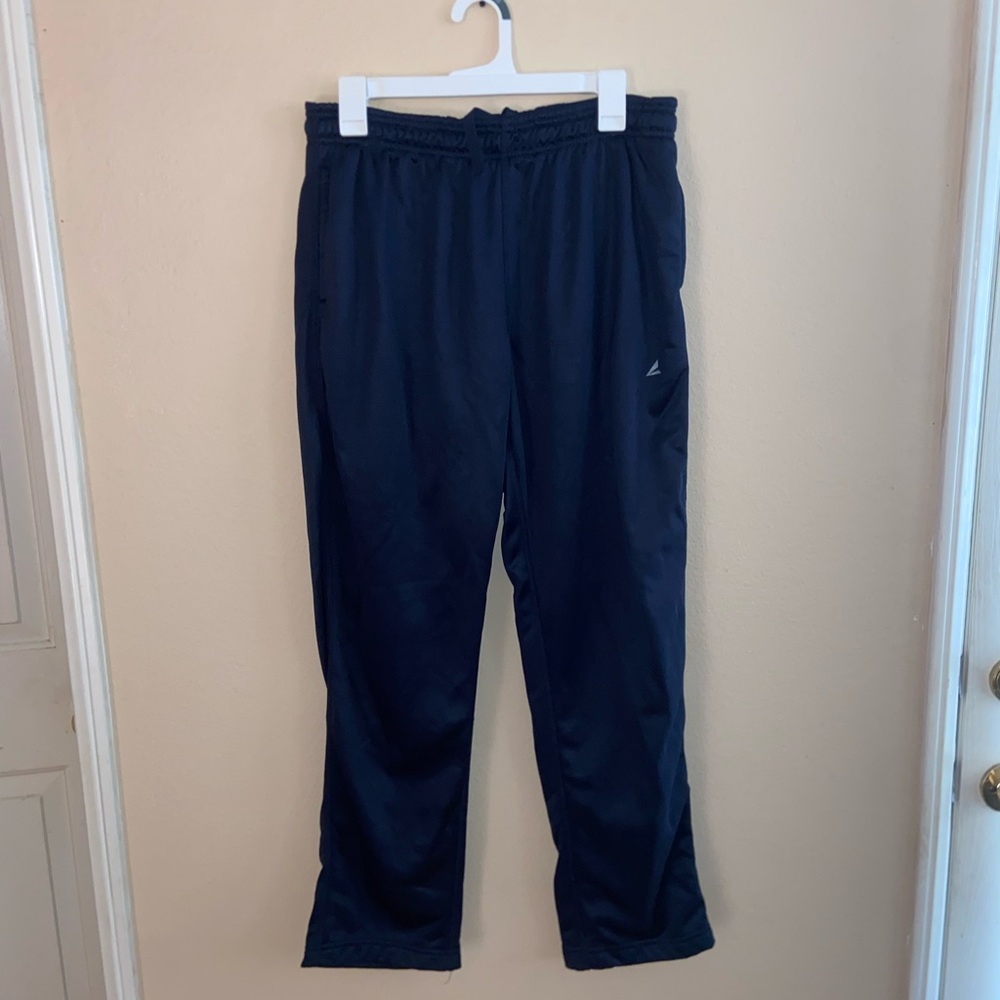 BSN supplement navy sweats retro y2k workout track pants gym active wear bottoms